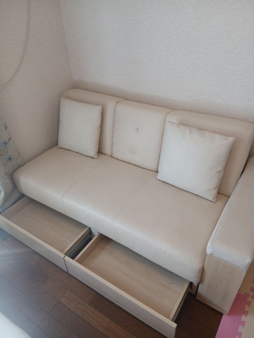 「関東エリアの方に向け」ホワイト合成皮革ソファ