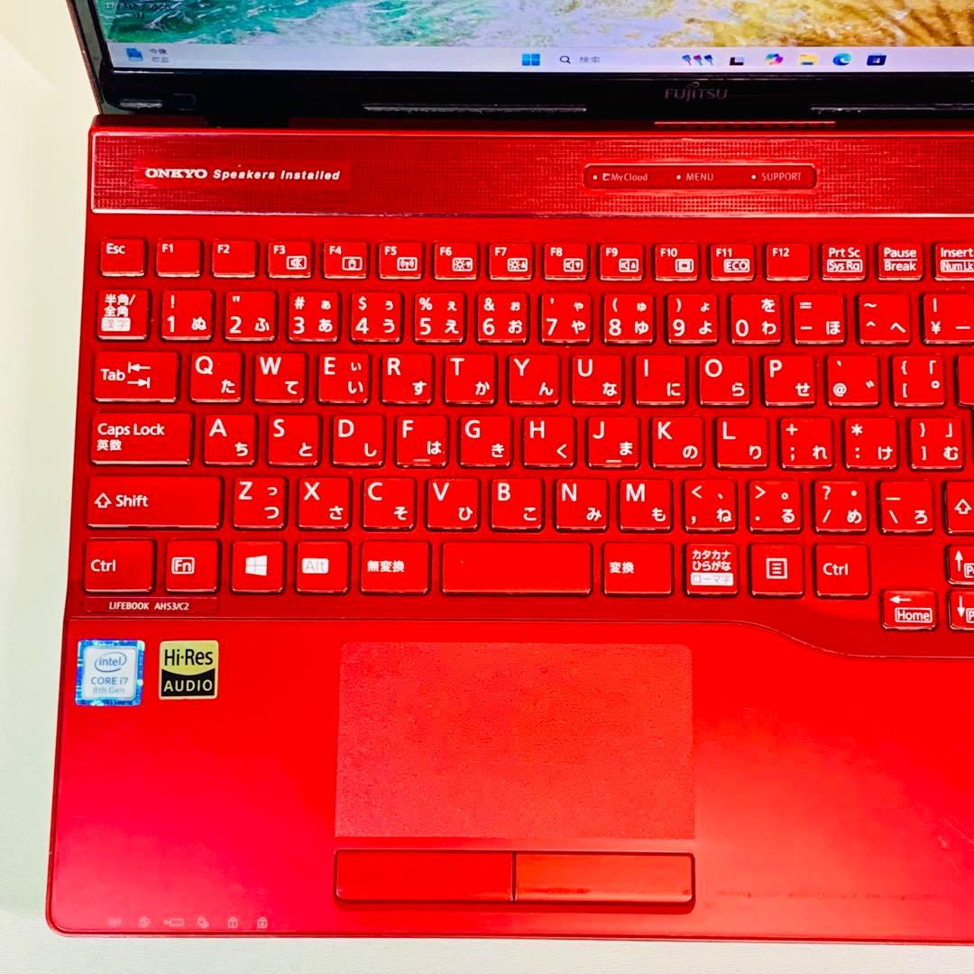 Core i7✨SSD256GB✨16GB✨オフィス✨富士通✨赤✨ノートパソコン