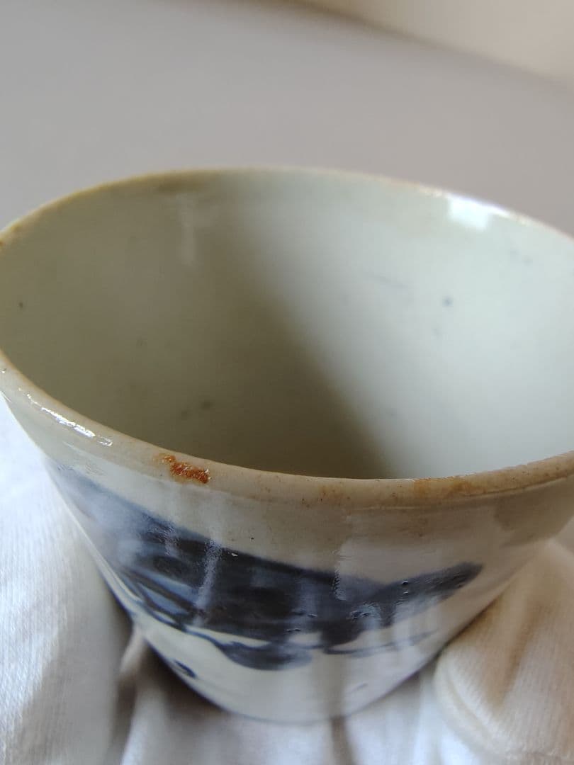 江戸中期 蕎麦猪口 染付 伊万里 古伊万里 アザミ 蝶 小型そば猪口