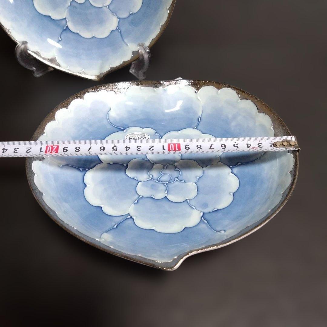 未使用 有田焼 文山窯 プラチナ牡丹 りんご 皿2枚