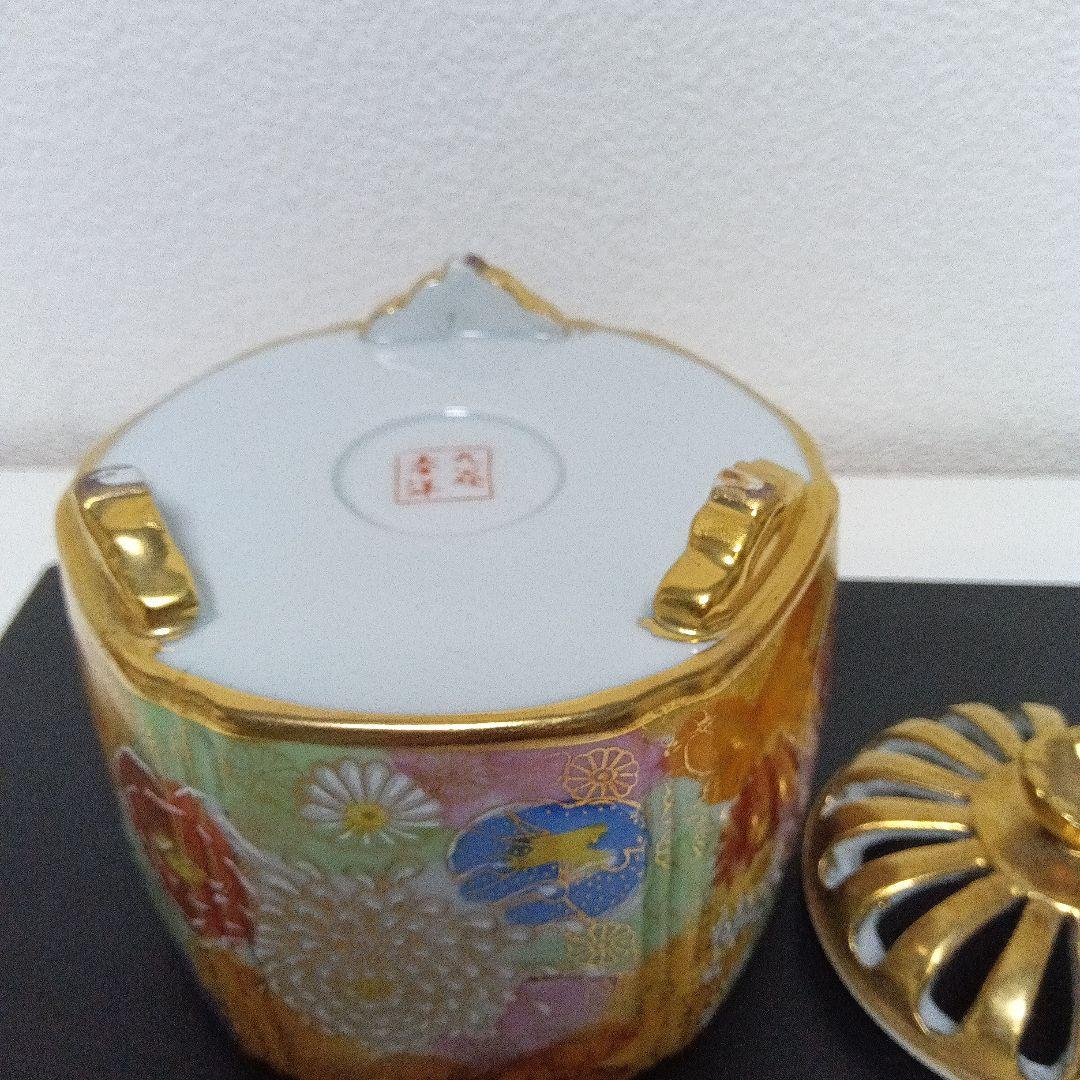 ☆九谷焼／六角香炉.金花詰め.三足.作家物