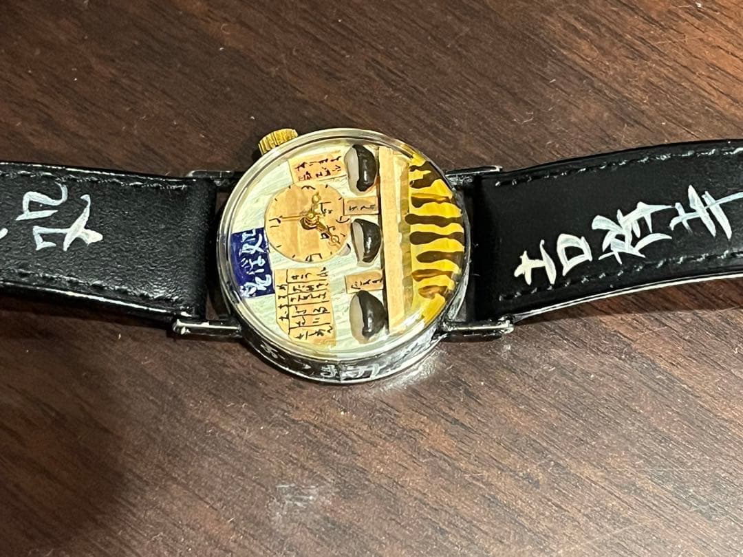 ハンドメイド 腕時計 そば屋デザイン 本革 作動品