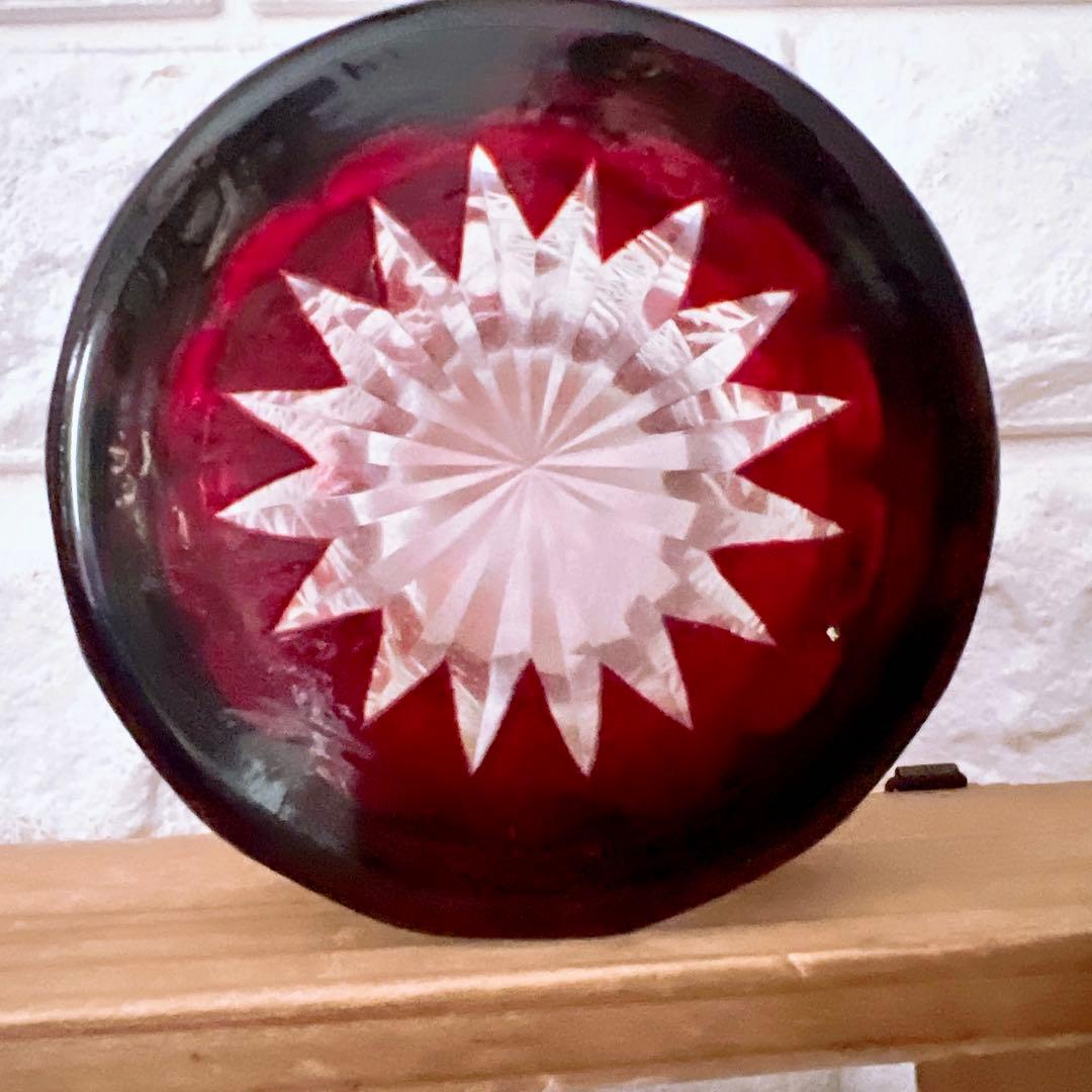 江戸切子 グラス 5個 セット ガーネット 剣菱花 コバルトブルー 剣菱光