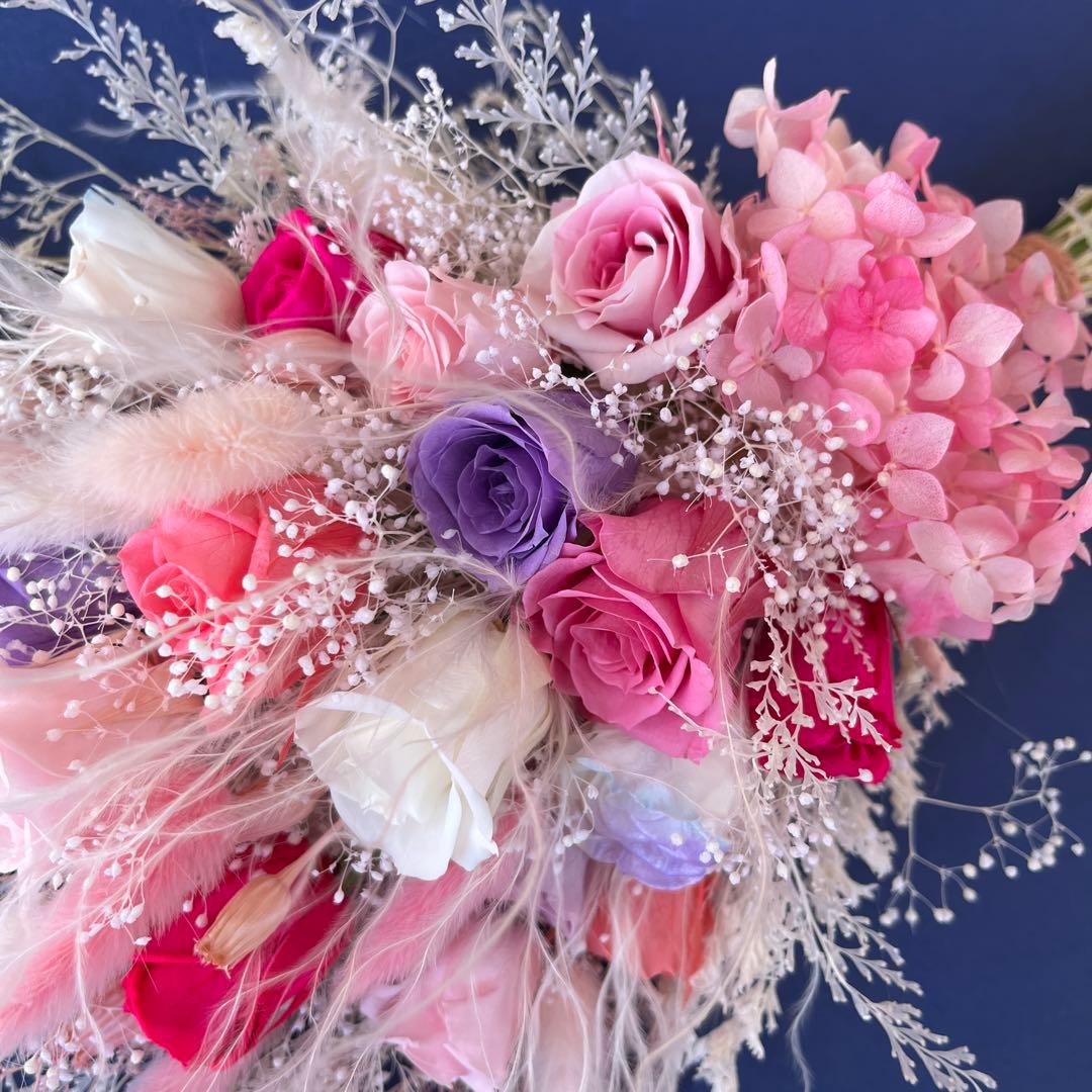 【h I】ブリザードフラワーアレンジ☆ピンク系花束