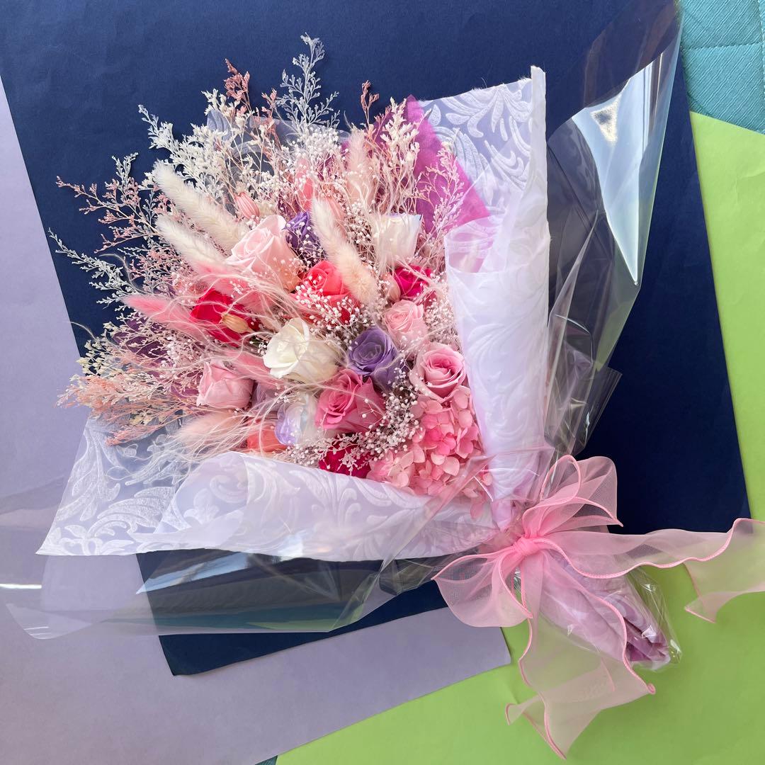 【h I】ブリザードフラワーアレンジ☆ピンク系花束