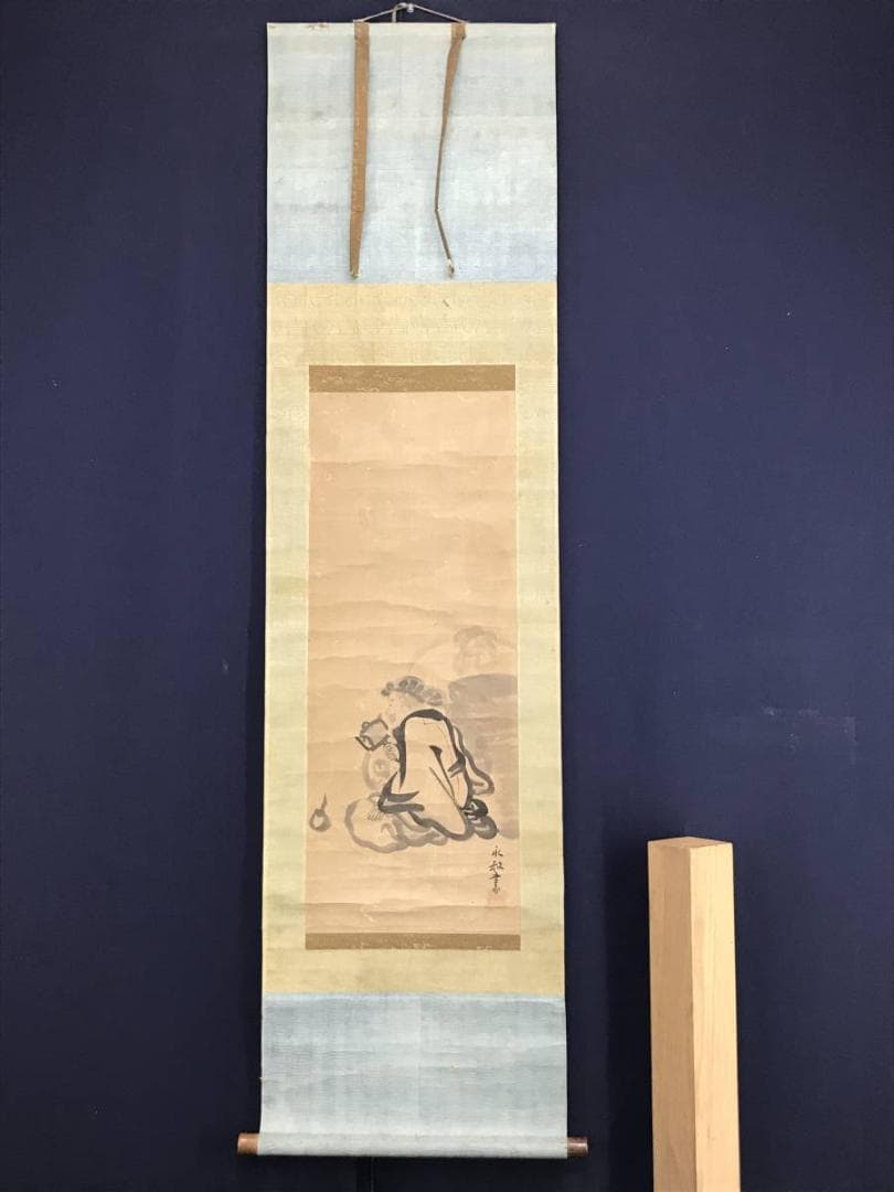 【真作】狩野英叔/大黒図/人物図/掛軸/名家伝来/AD-353