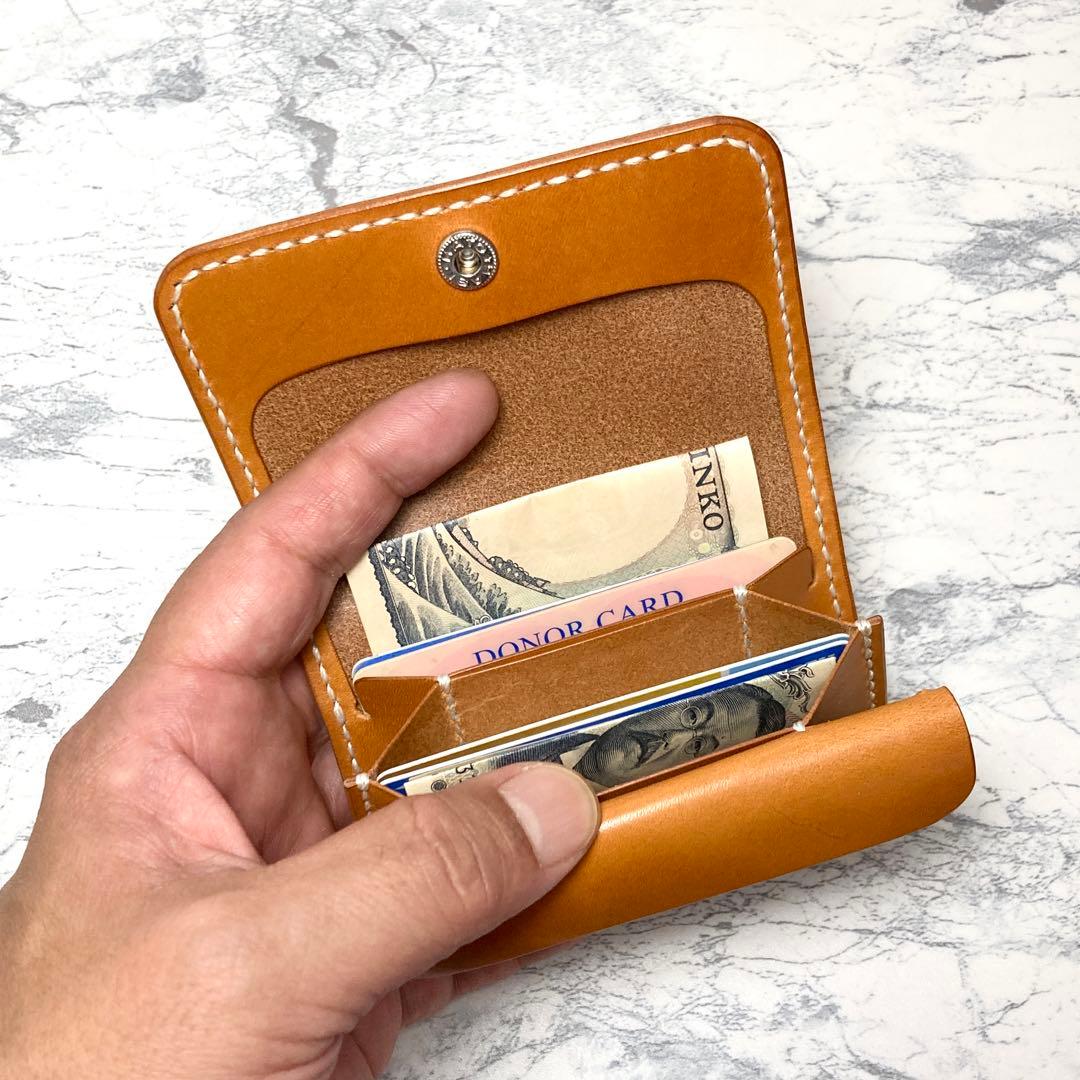 栃木レザー ミニ財布 キャメル コンパクト財布 メンズ レディース 小さい財布