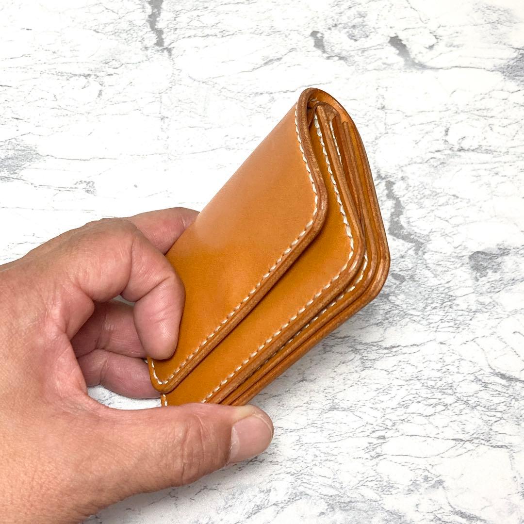 栃木レザー ミニ財布 キャメル コンパクト財布 メンズ レディース 小さい財布