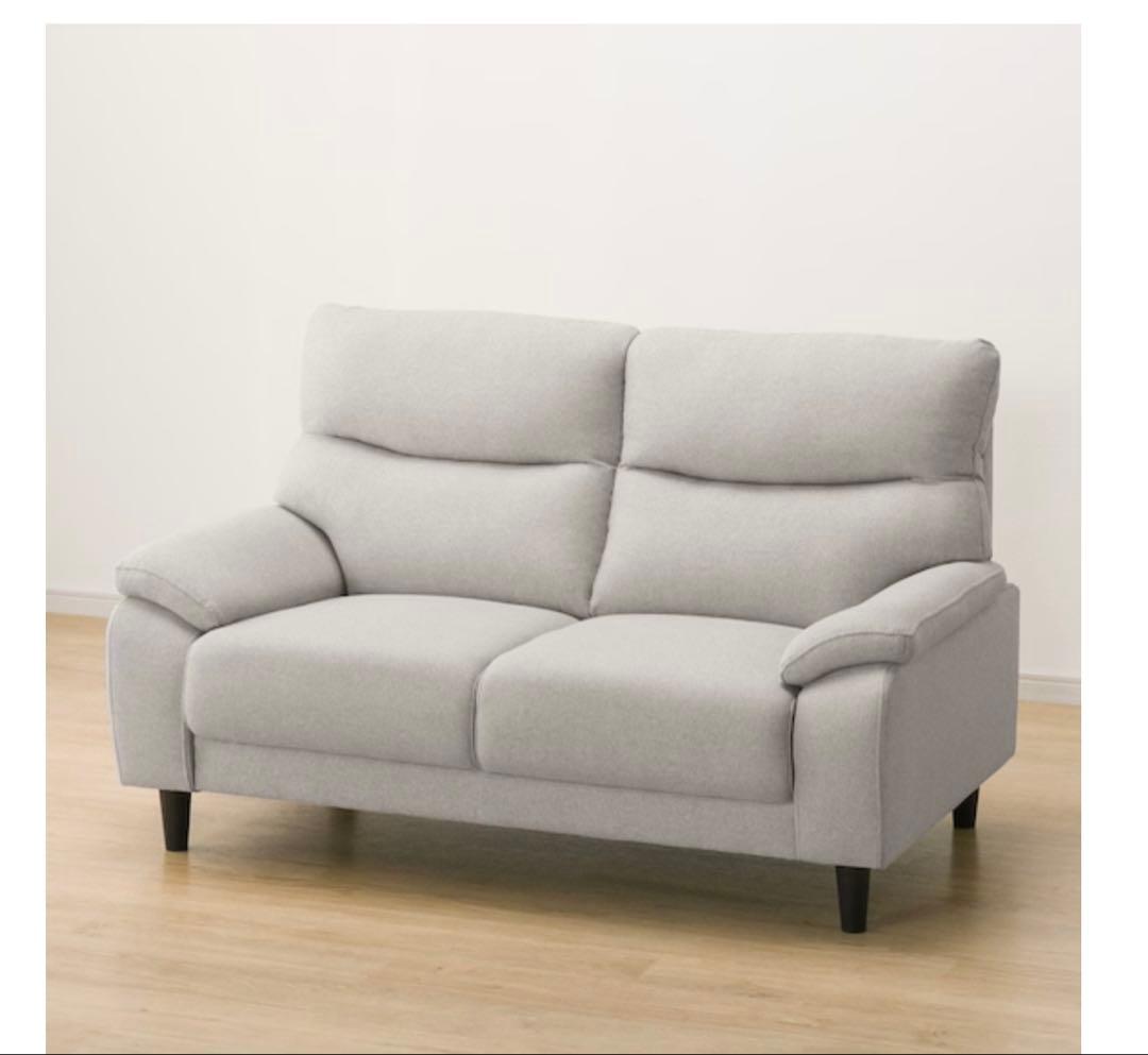 ニトリ　2人掛けソファ 布張りタイプ MK02 KD MO スツール付き