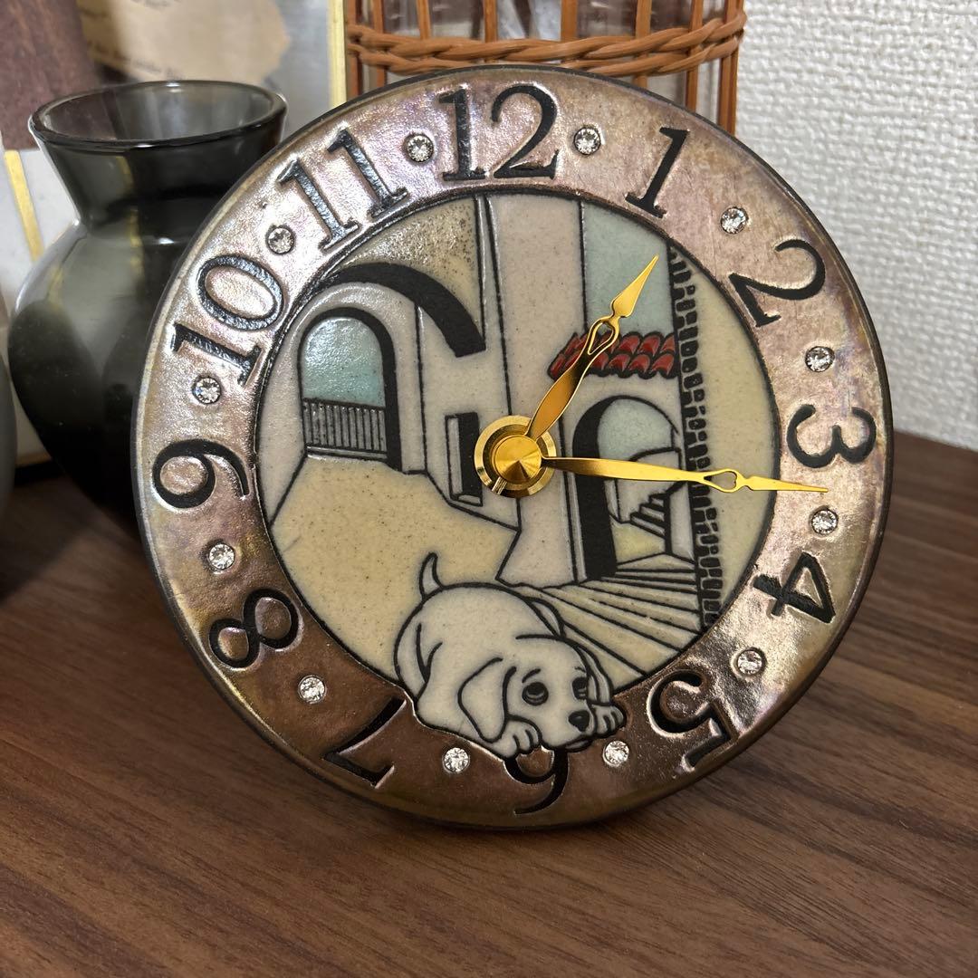 ザッカレラ907 yc907-003 イタリア製陶器　時計　犬