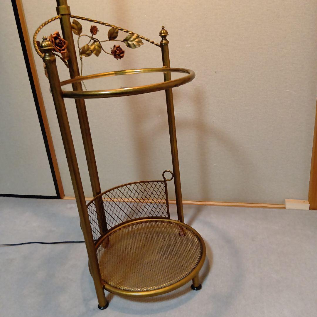 フラワーパターン フロアースタンドライト　ヴィンテージ　アンティーク