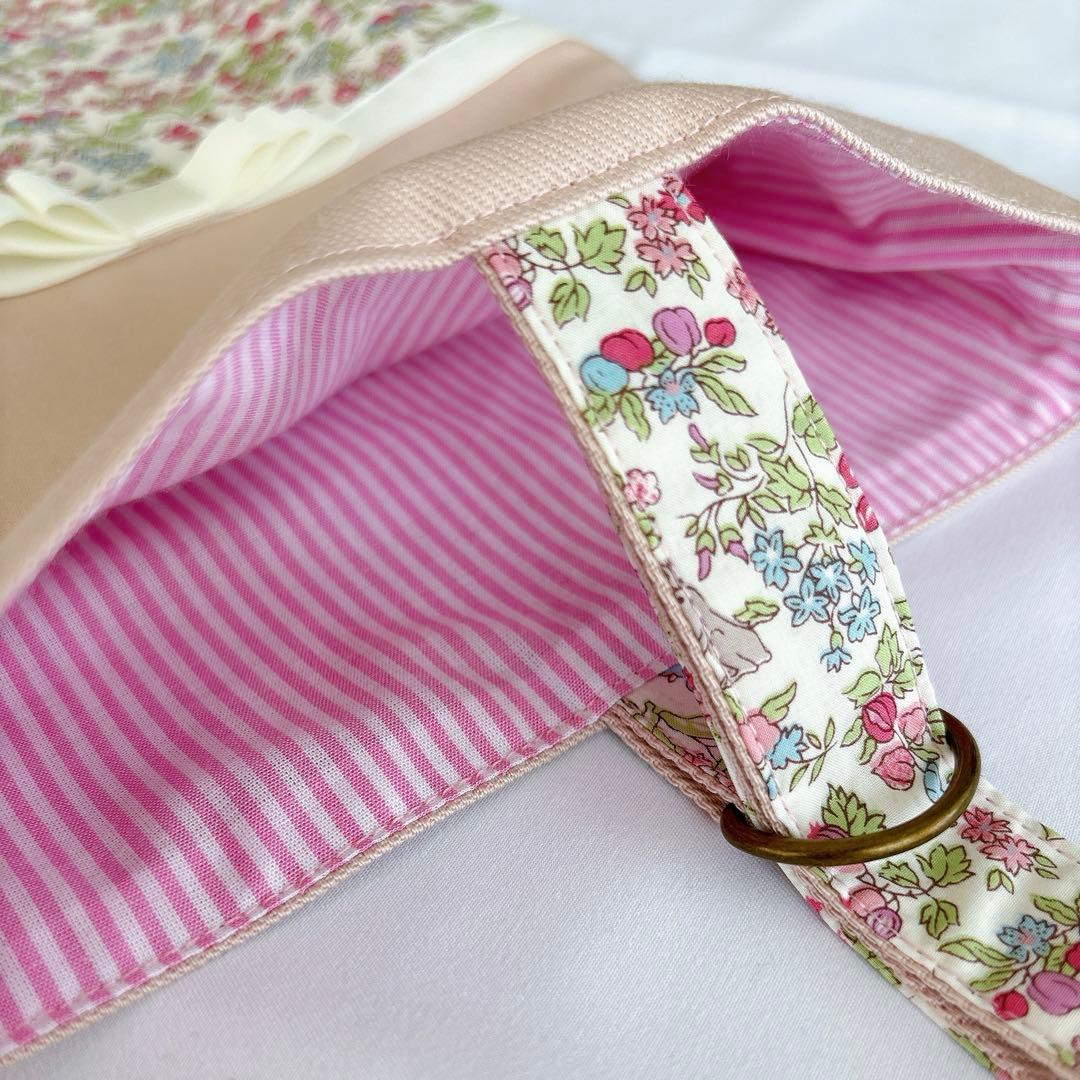 リバティ女の子入園入学セット(くすみピンク×ナンシーアニマル・アイボリーリボン)