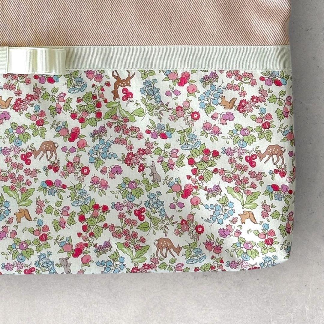 リバティ女の子入園入学セット(くすみピンク×ナンシーアニマル・アイボリーリボン)