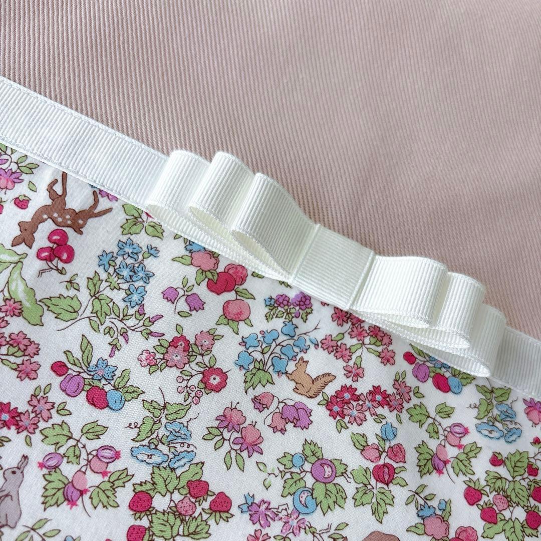 リバティ女の子入園入学セット(くすみピンク×ナンシーアニマル・アイボリーリボン)