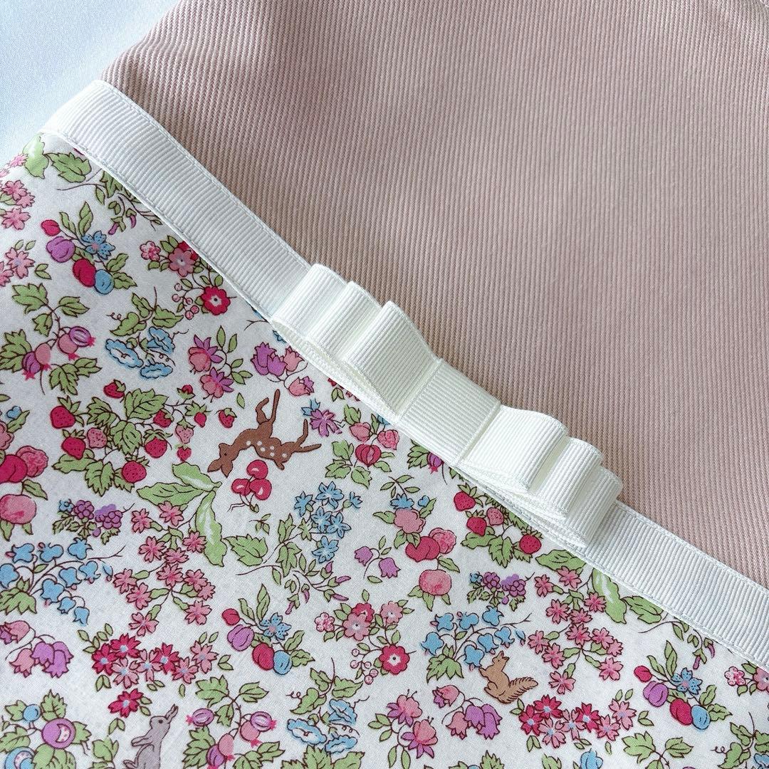 リバティ女の子入園入学セット(くすみピンク×ナンシーアニマル・アイボリーリボン)