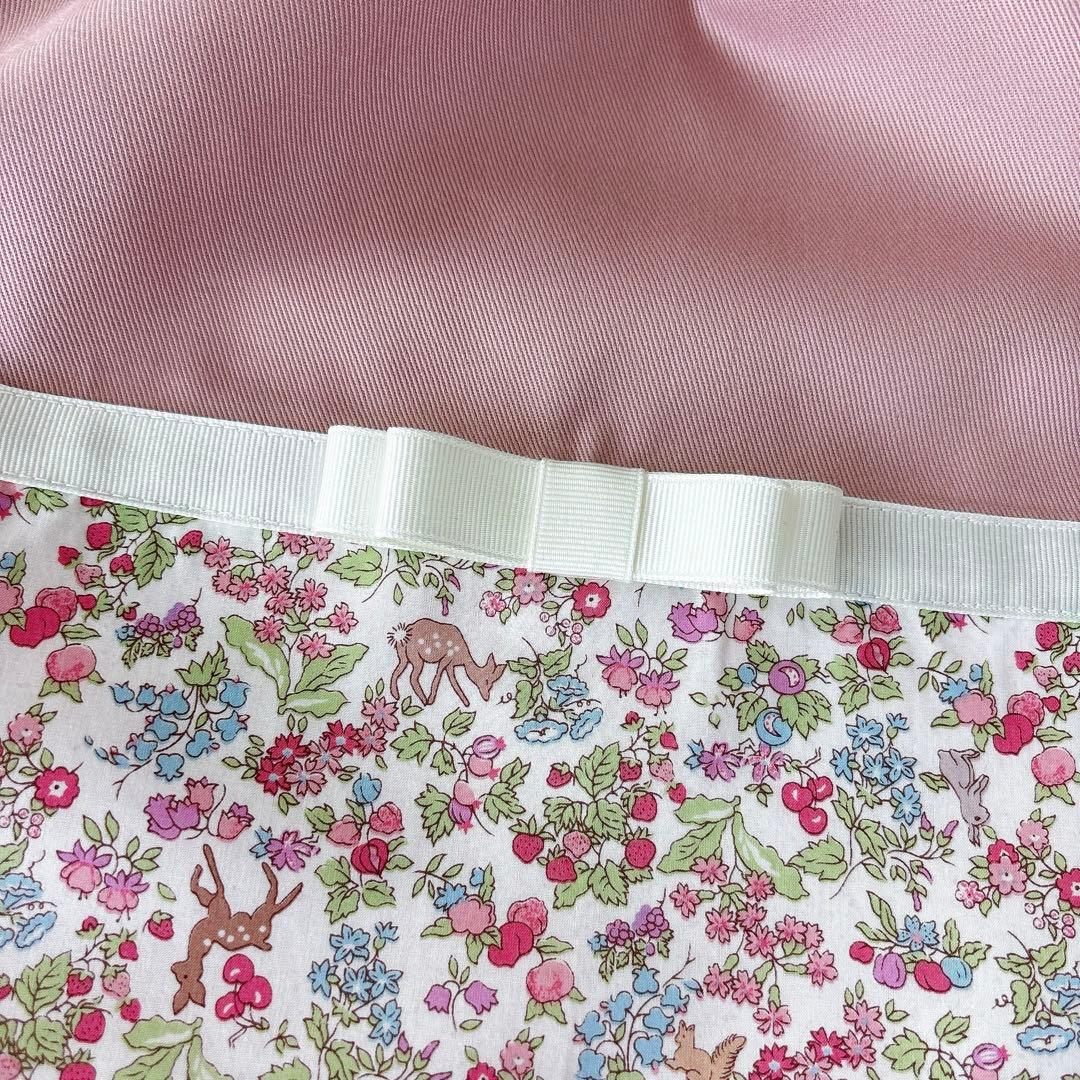 リバティ女の子入園入学セット(くすみピンク×ナンシーアニマル・アイボリーリボン)