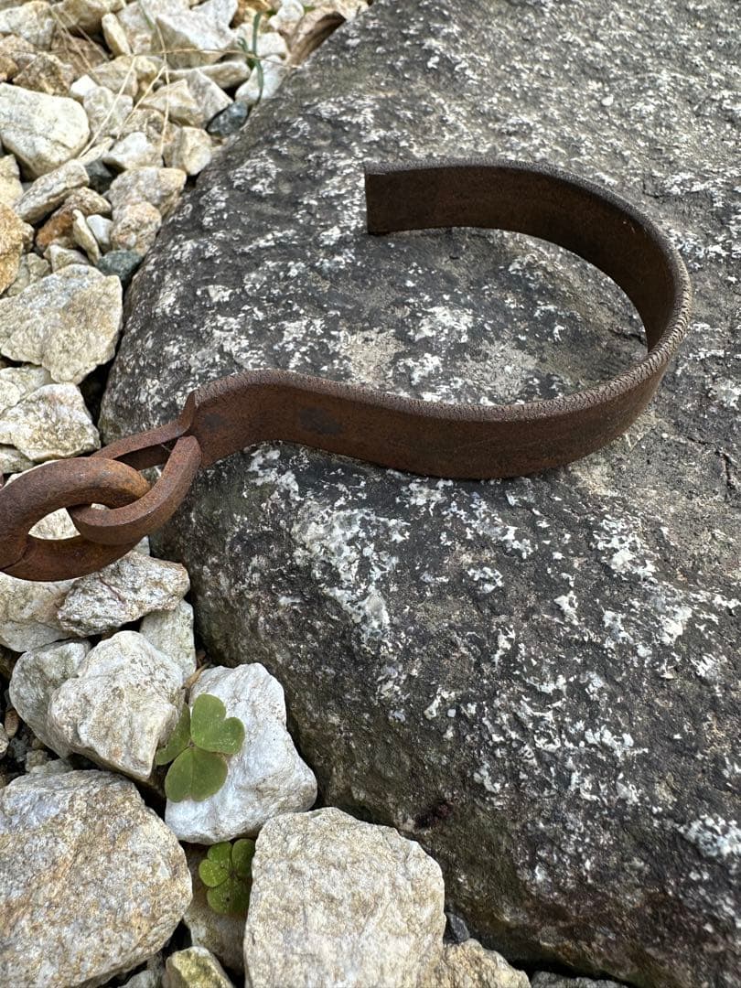 囲炉裏　自在鉤　木彫り　魚(鯉)