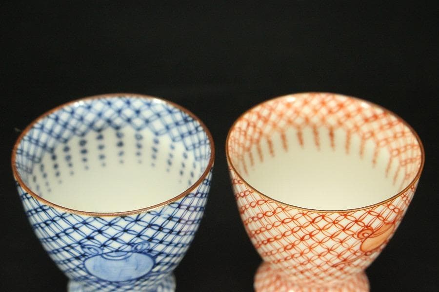 ぐい吞 七宝 赤七宝 平安 助田正山造 共箱(メ1230)