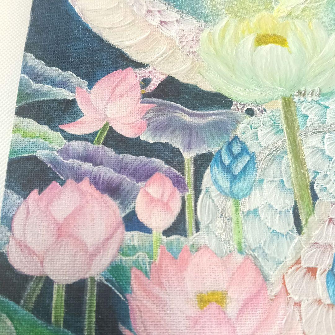 No.499 F3キャンバス　原画　龍神絵画　蓮の絵　開運絵画　立体