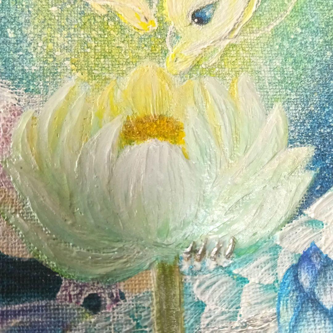 No.499 F3キャンバス　原画　龍神絵画　蓮の絵　開運絵画　立体