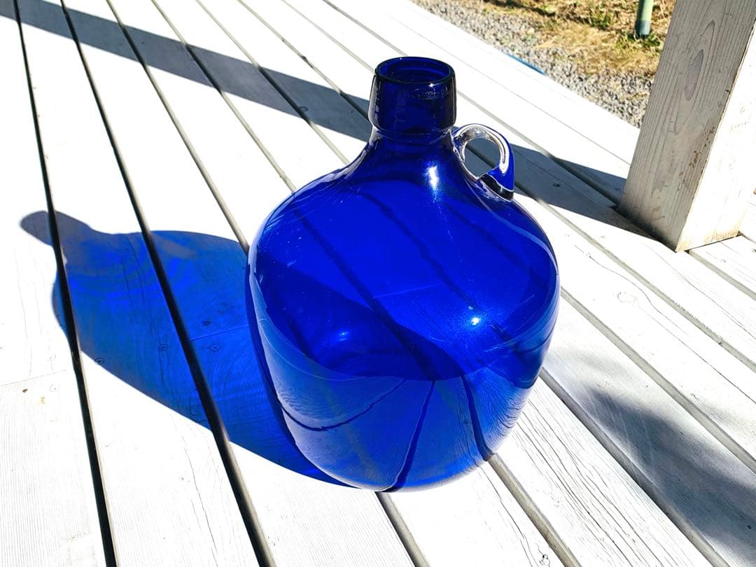 ◆特大ブルー瓶◆花器・フラワーベース・手作りガラス・ビンテージ