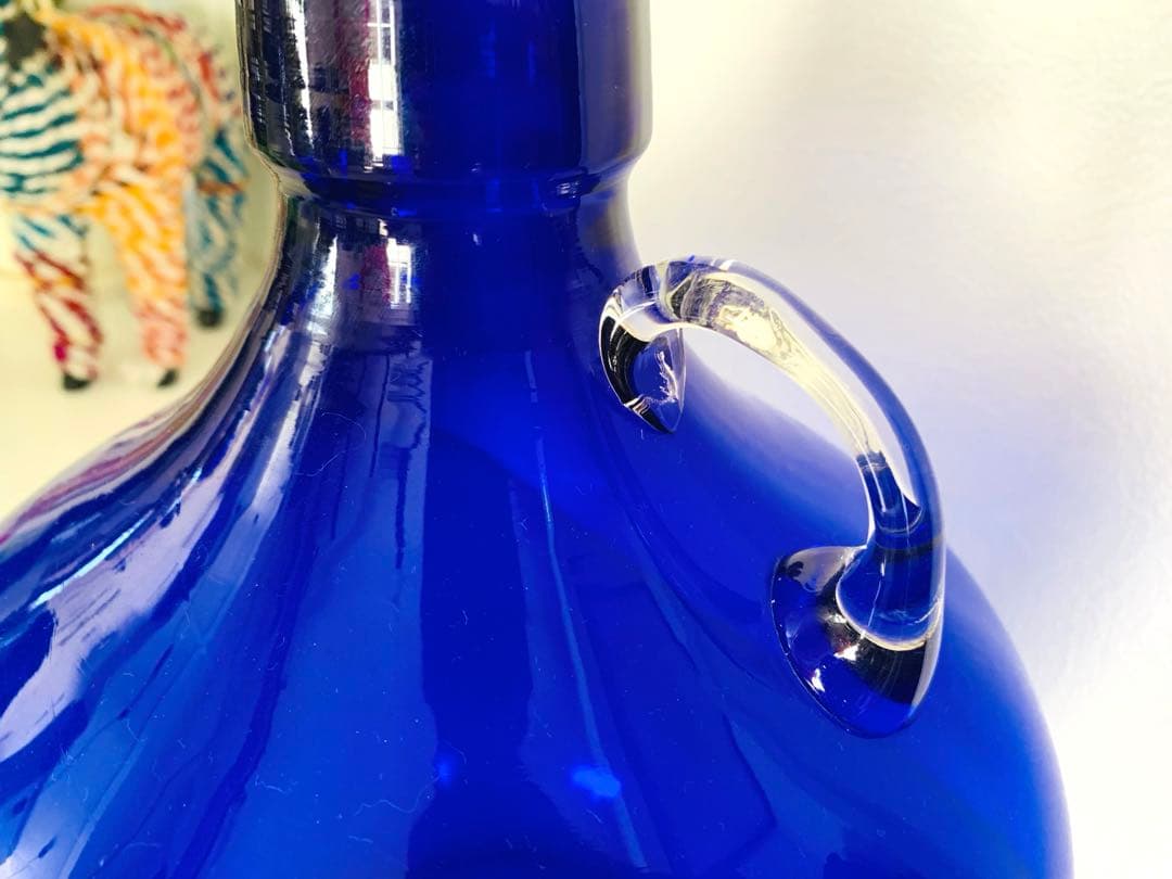 ◆特大ブルー瓶◆花器・フラワーベース・手作りガラス・ビンテージ
