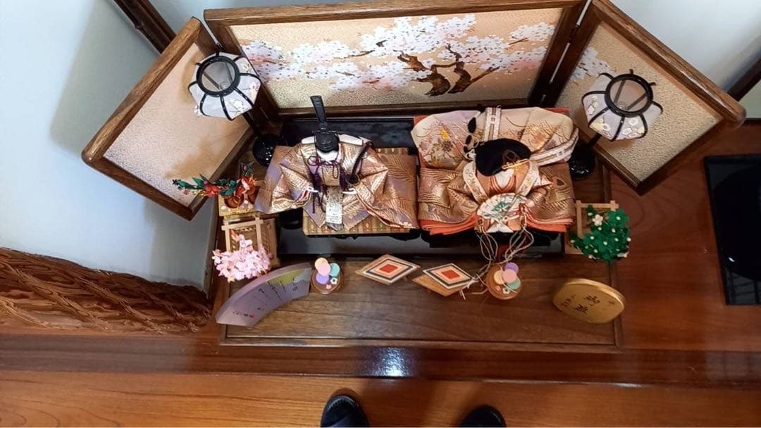 ひな人形セット 桜背景付き