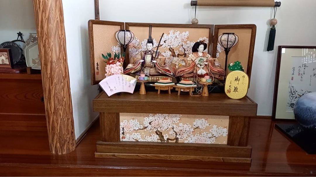 ひな人形セット 桜背景付き