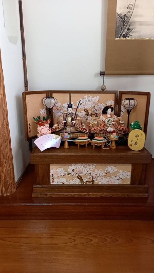 ひな人形セット 桜背景付き