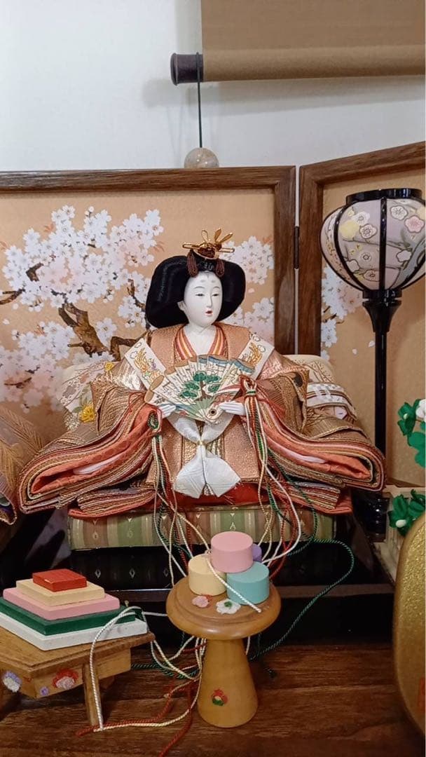 ひな人形セット 桜背景付き