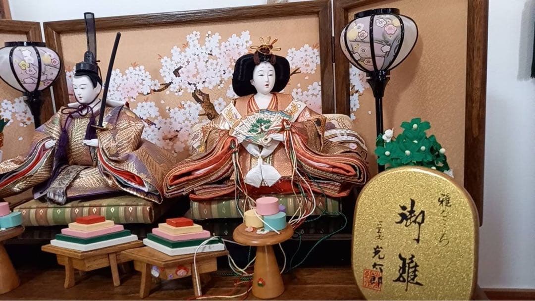 ひな人形セット 桜背景付き