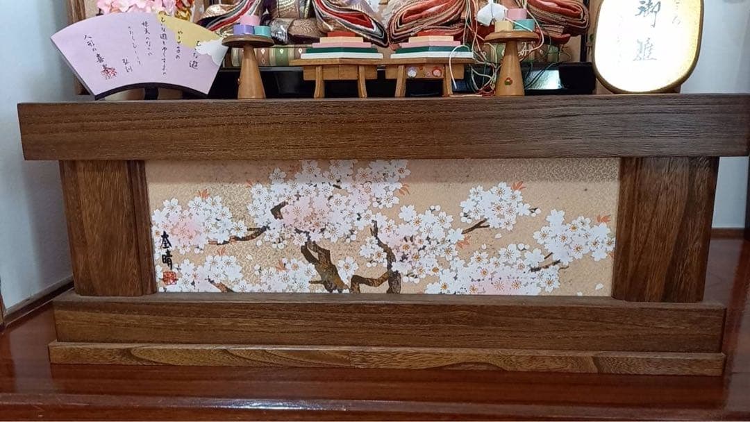 ひな人形セット 桜背景付き