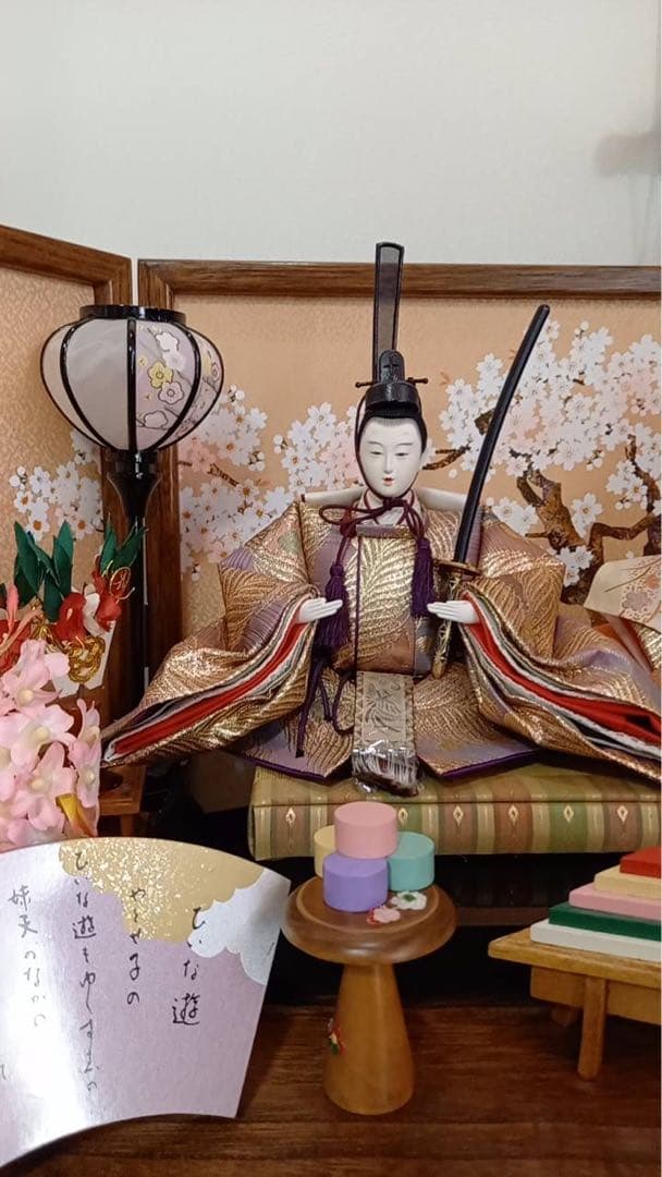 ひな人形セット 桜背景付き