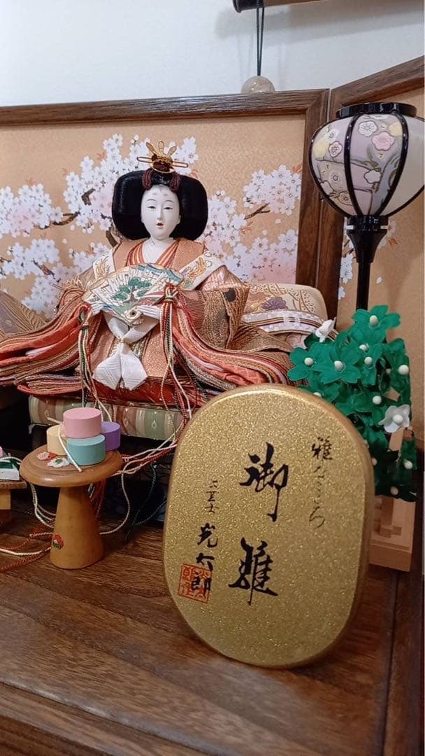 ひな人形セット 桜背景付き