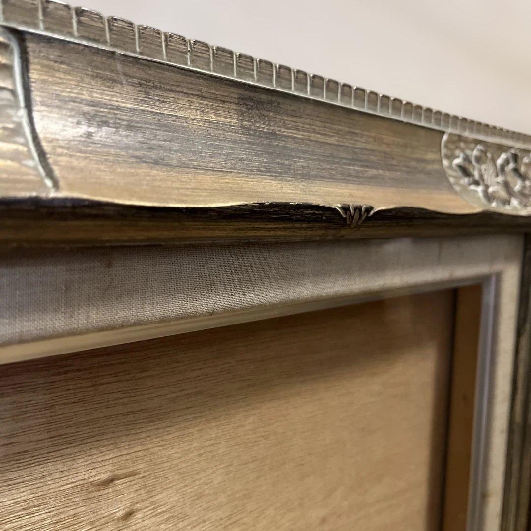 特価ビンテージ油絵額縁／木製／シルバー系／F6