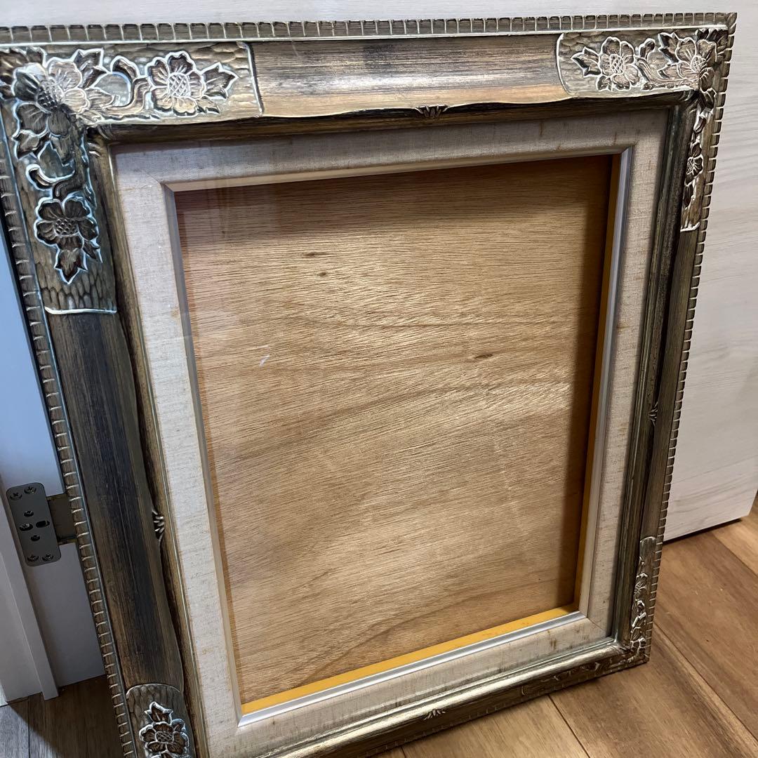 特価ビンテージ油絵額縁／木製／シルバー系／F6