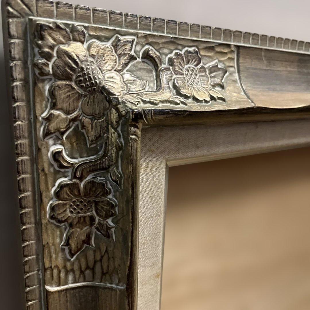 特価ビンテージ油絵額縁／木製／シルバー系／F6