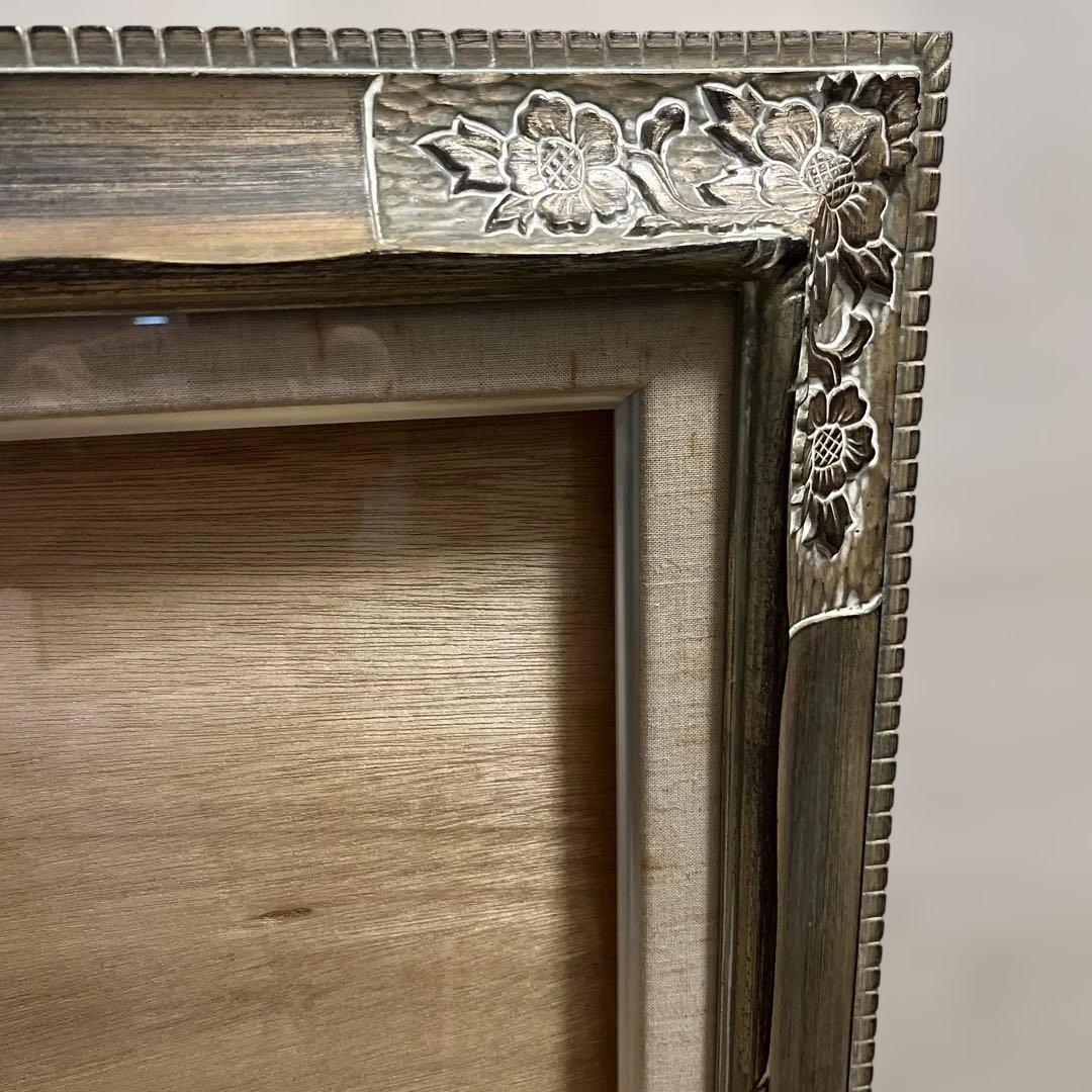 特価ビンテージ油絵額縁／木製／シルバー系／F6