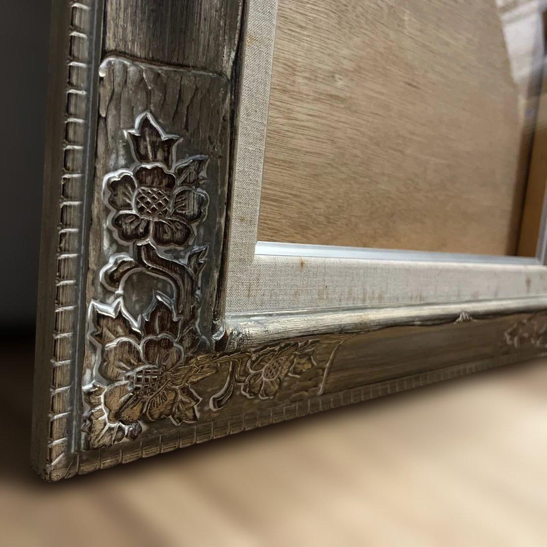 特価ビンテージ油絵額縁／木製／シルバー系／F6