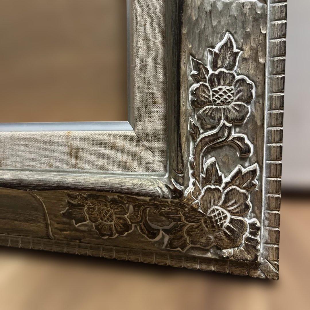 特価ビンテージ油絵額縁／木製／シルバー系／F6