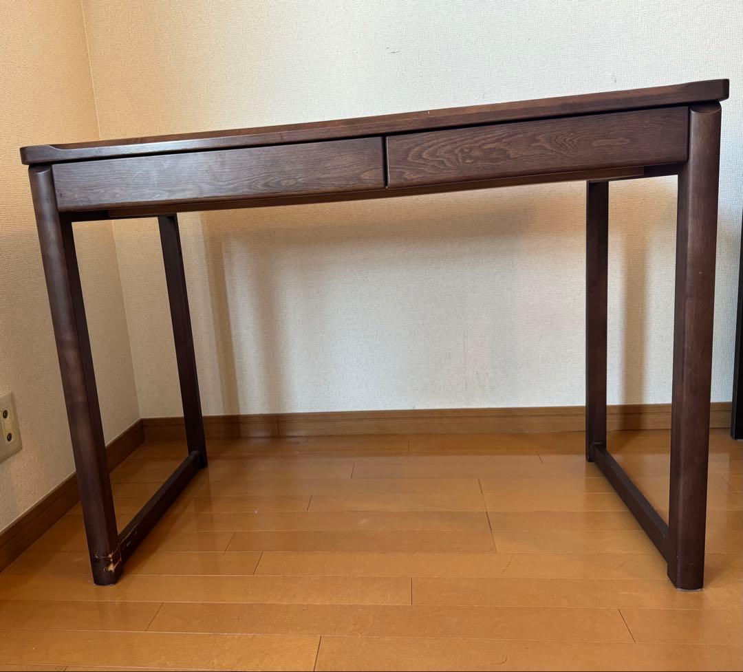 【ニトリ デスク ウォールナット調 引き出し付き】