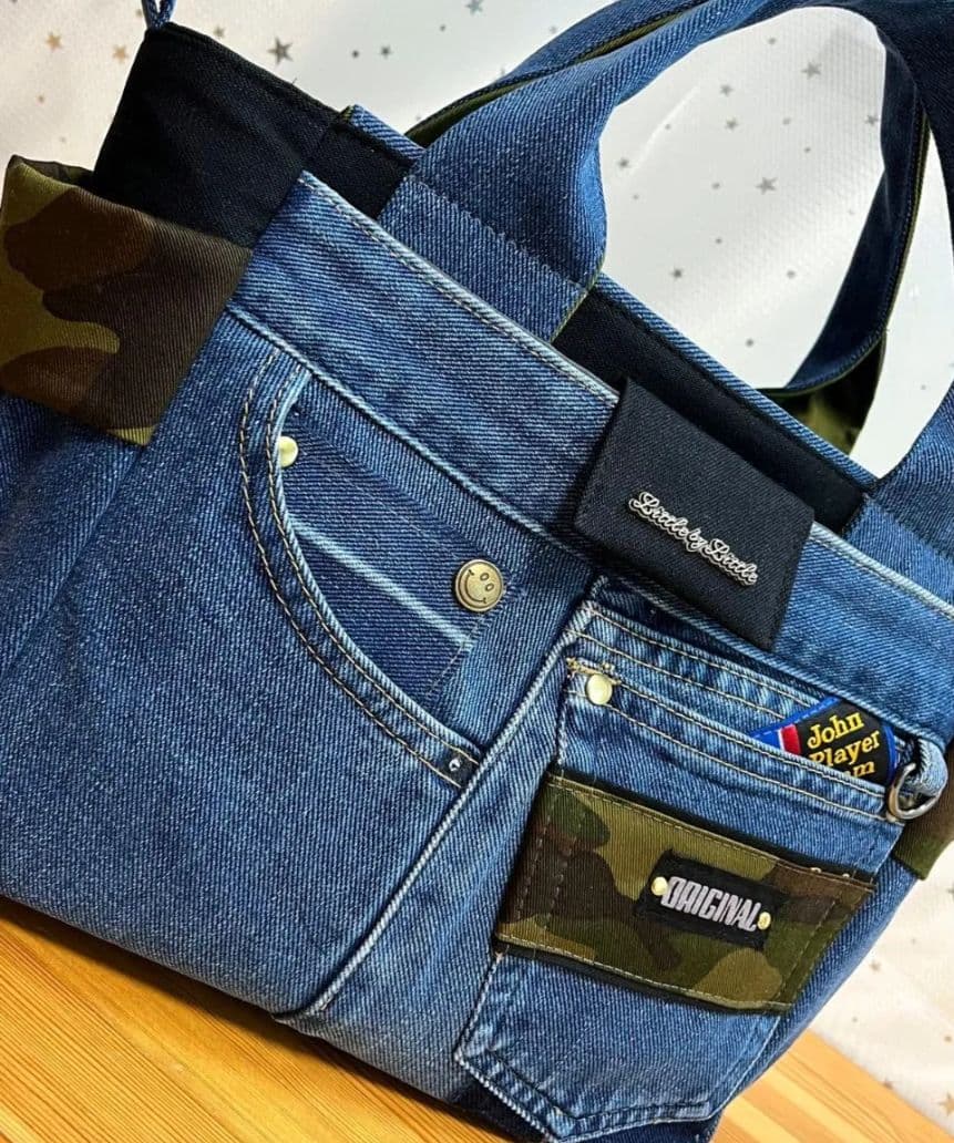 デニムリメイクバッグ（L）No.940☆ハンドバッグ　マザーズバッグ