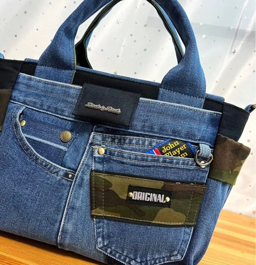 デニムリメイクバッグ（L）No.940☆ハンドバッグ　マザーズバッグ