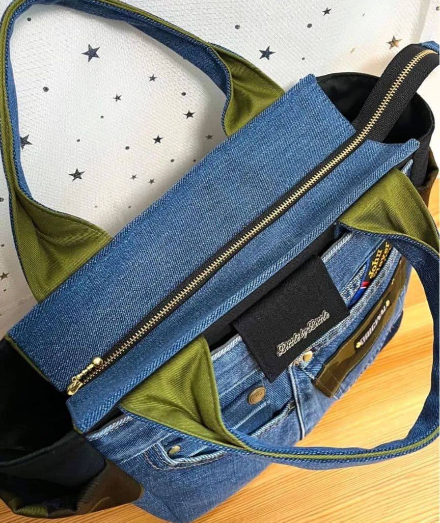 デニムリメイクバッグ（L）No.940☆ハンドバッグ　マザーズバッグ