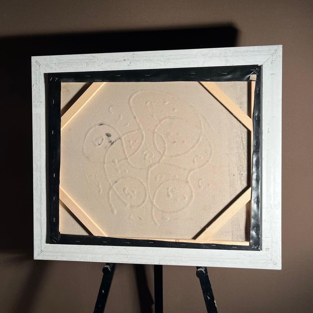 手書き油絵 抽象画 無題 肉筆絵画 額付き インテリア 油彩画