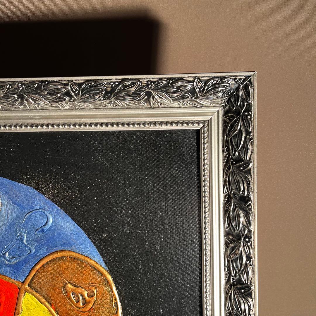 手書き油絵 抽象画 無題 肉筆絵画 額付き インテリア 油彩画