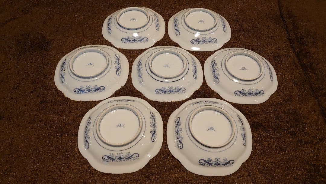 古伊万里　伊万里　染付　隅切り皿　山水　蔵出し　７客