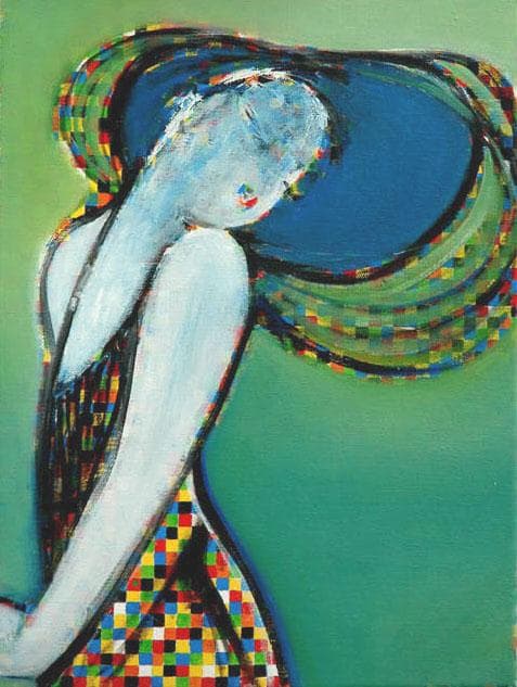 油絵 菅家令子 絵 絵画インテリア 額付(黒) uF6-083511 人物 女性