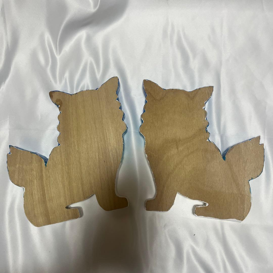 ［大］自立型　シーサー　ペア　オーシャンレジンアート　　沖縄ブルー