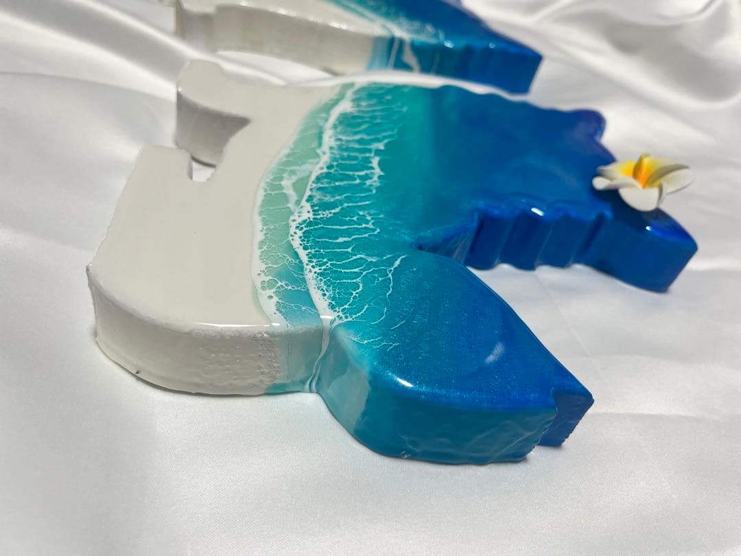 ［大］自立型　シーサー　ペア　オーシャンレジンアート　　沖縄ブルー